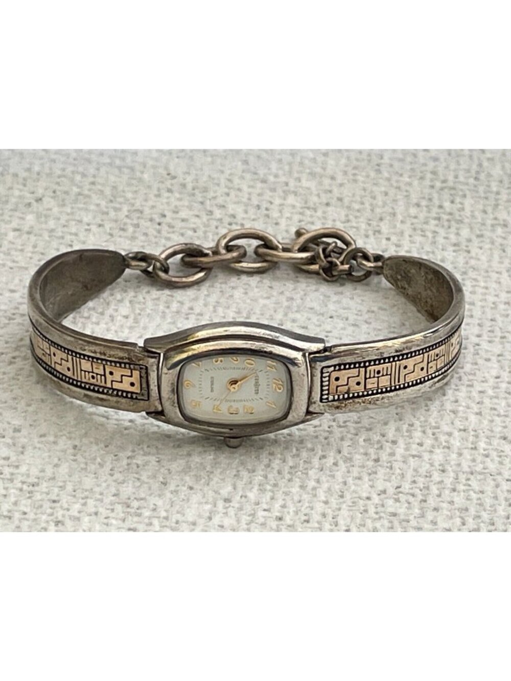 RARE Vintage Roderick Tenorio RMT 14K Gold Sterling Silver Corazon Watch Cuff